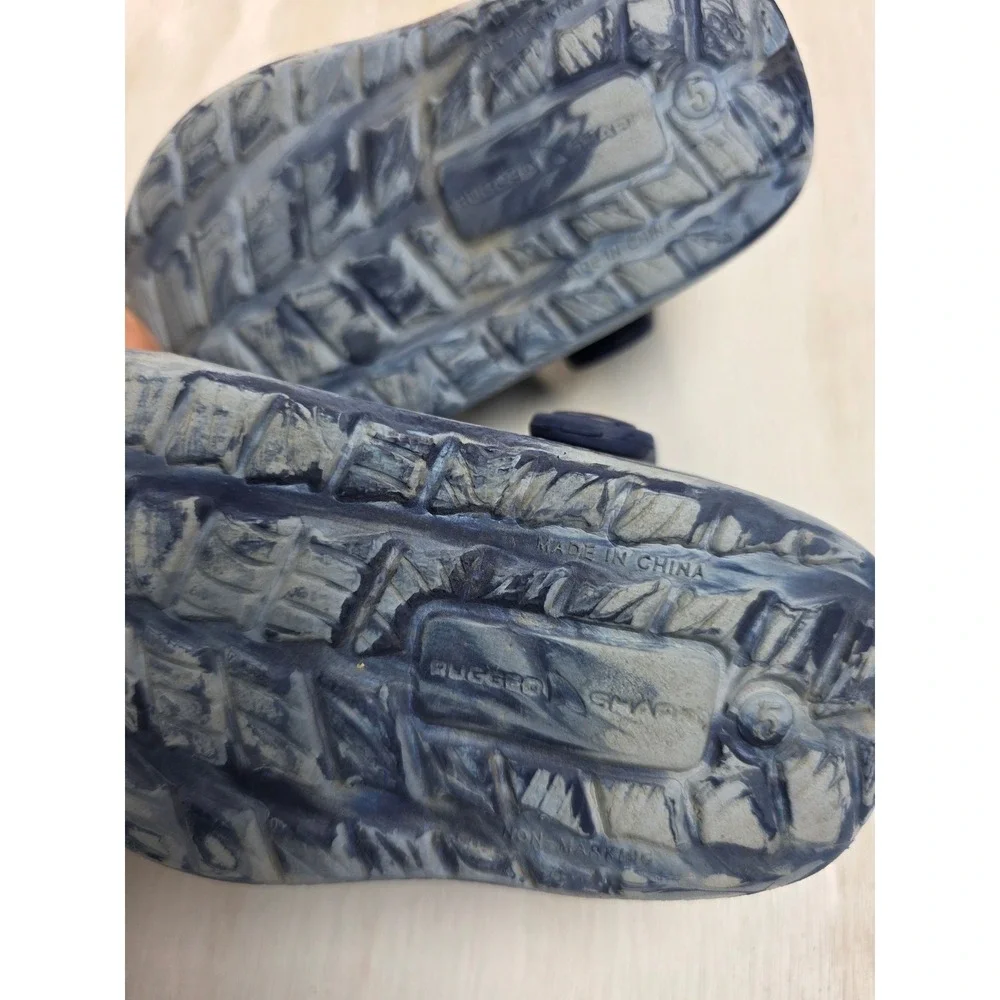Rugged Shark Kids Blue Grey Marble Camo Clogs Slip On Water Shoes Size 5